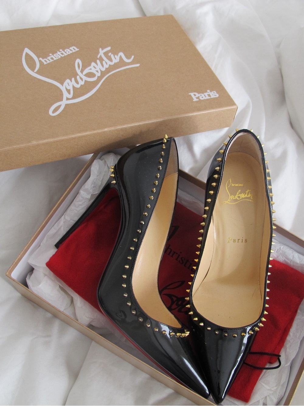 Christian Louboutin Women's Studded Spikes Anjalina Pumps 100mm Black